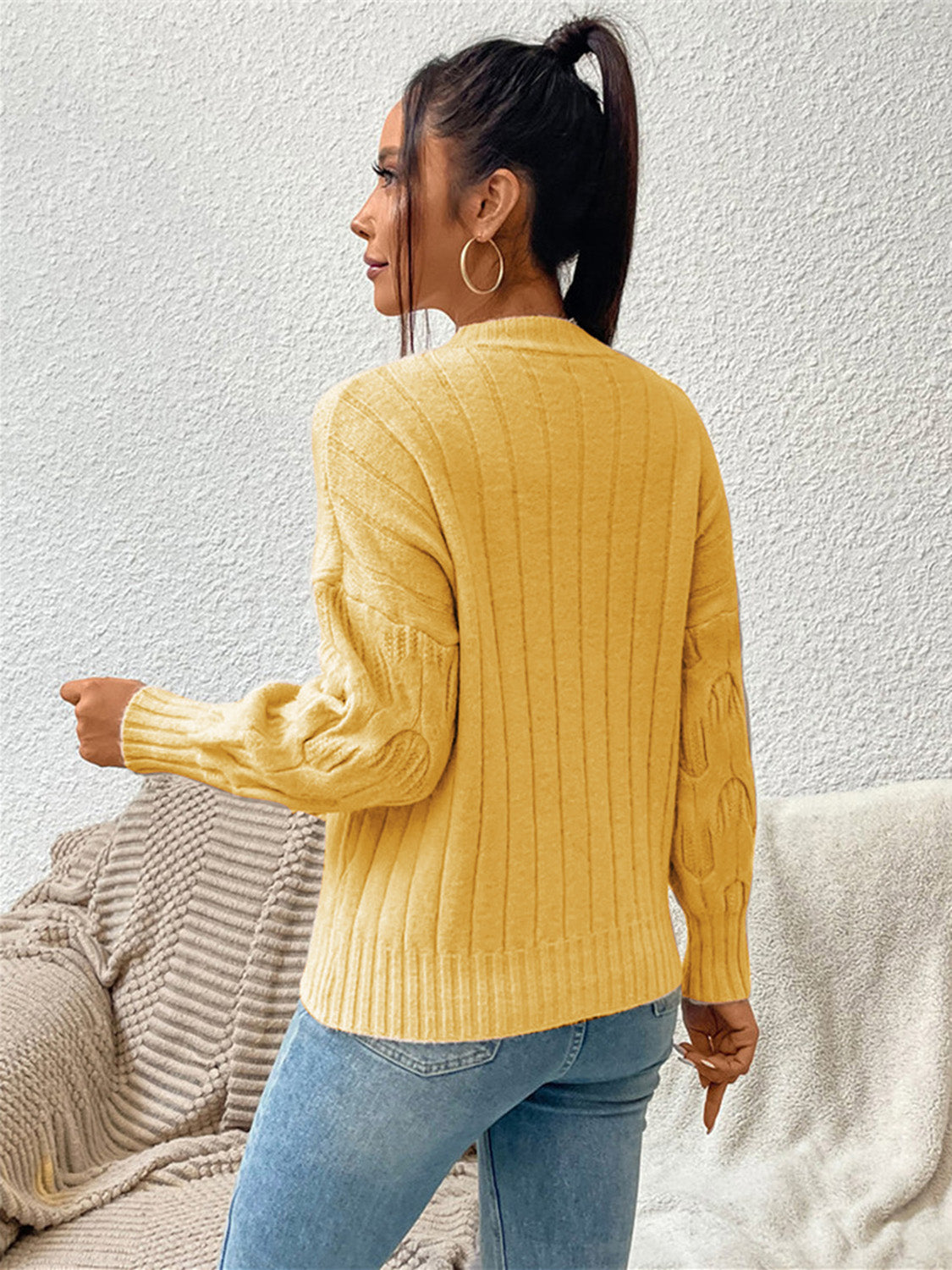 Round Neck Long Sleeve Sweater - Fashion Finder Hub