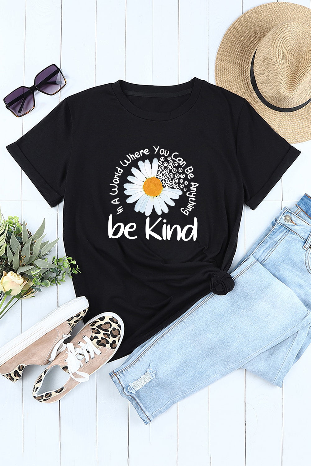 Graphic Round Neck Short Sleeve T-Shirt - Fashion Finder Hub