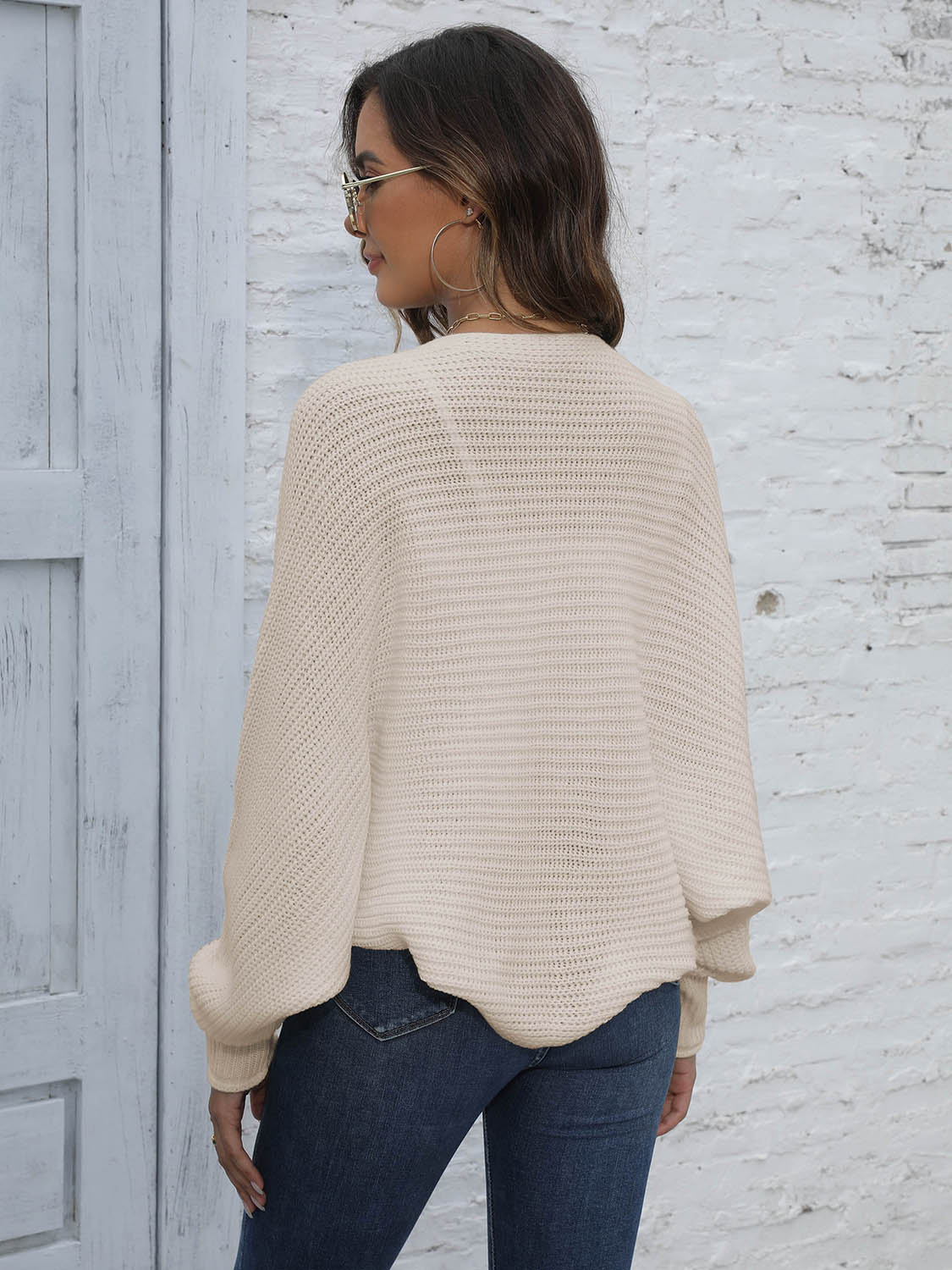 Bat Sleeve Open Front Short Cardigan - Fashion Finder Hub
