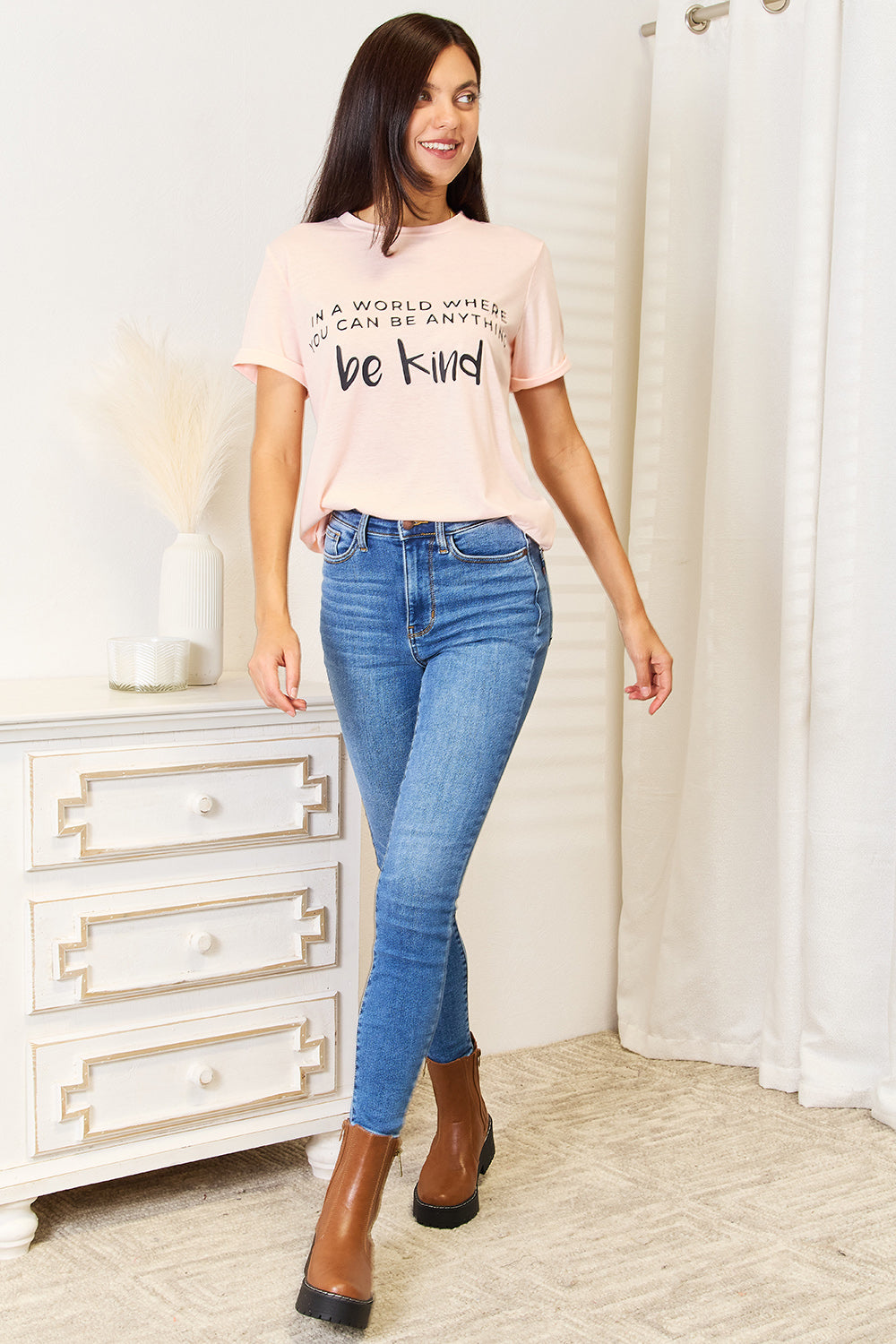 Simply Love Slogan Graphic Cuffed T-Shirt - Fashion Finder Hub