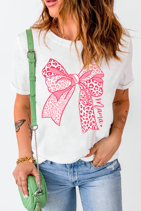 Bow Graphic Round Neck Short Sleeve T-Shirt - Fashion Finder Hub