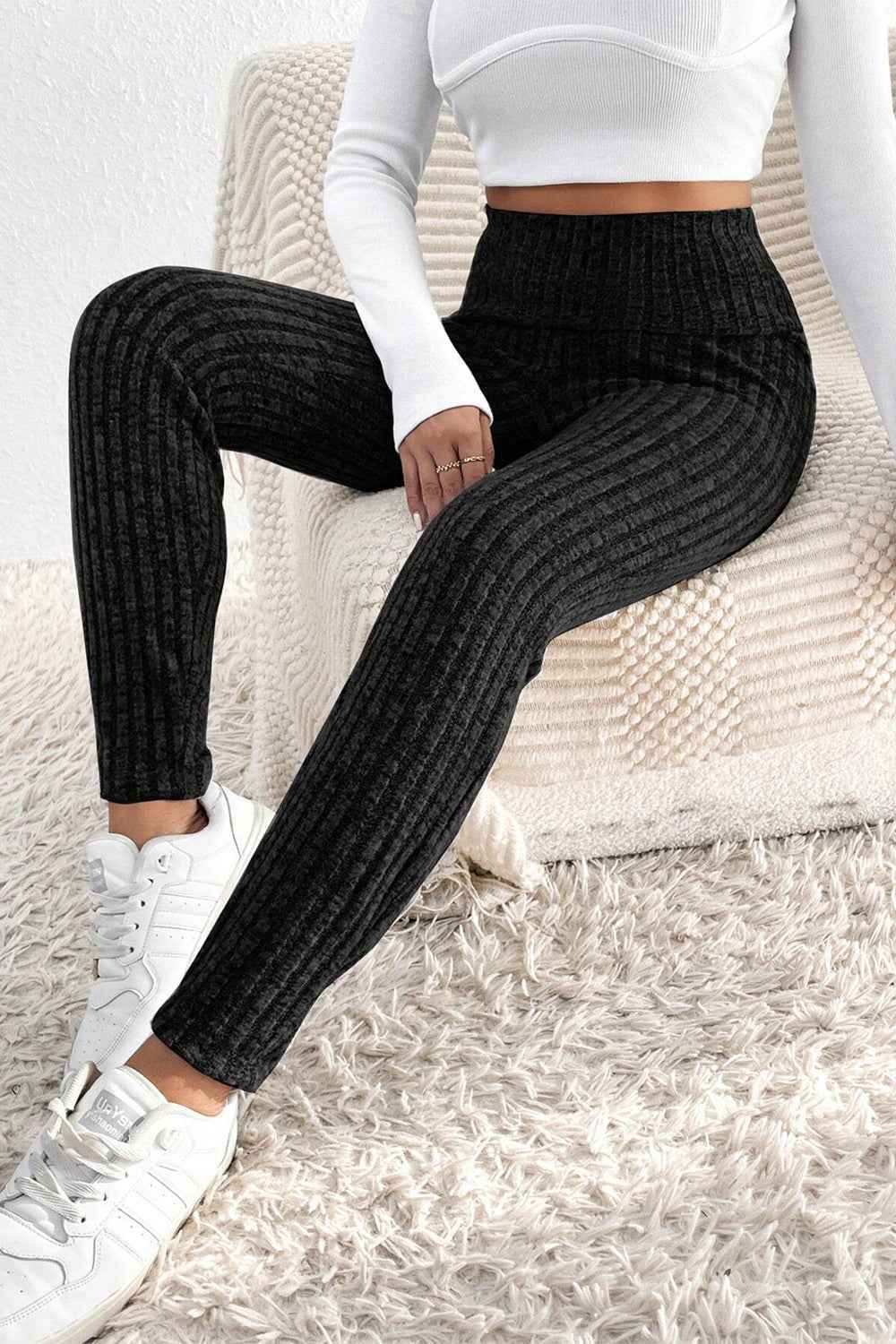 Ribbed High Waist Leggings - Fashion Finder Hub