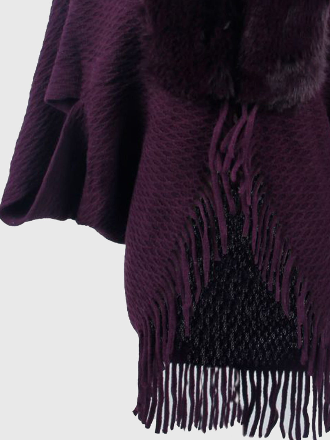 Open Front Fringe Hem Poncho - Fashion Finder Hub