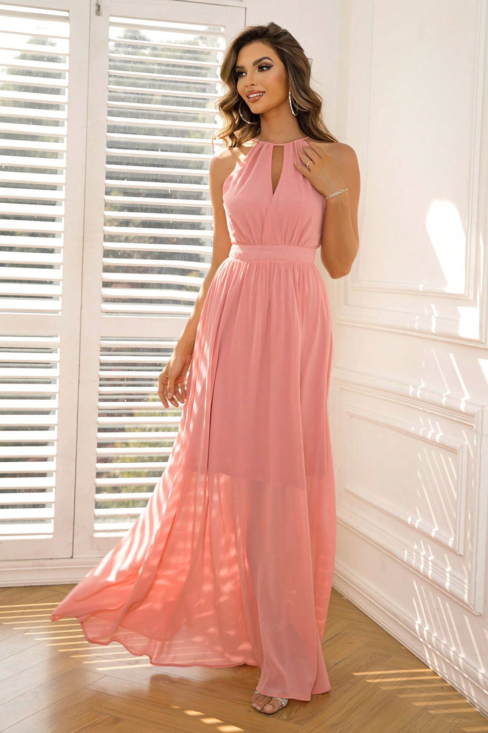 Tied Cutout Sleeveless Maxi Dress - Fashion Finder Hub