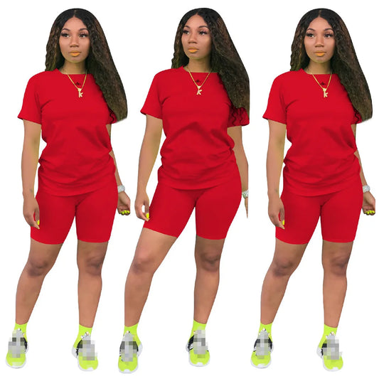 O-neck Crop Top + Short Sets 2 Piece Set For Women