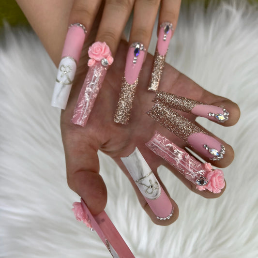 French Press on Nails Acrylic Hand Painted Designer Private Label Logo Customized Packaging Artificial Fingernails