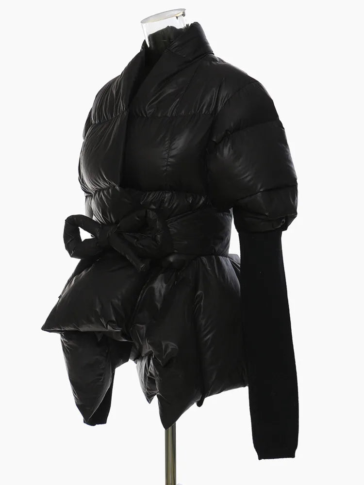 Cotton-padded Coat Lapel Loose Zipper Solid Color Coats