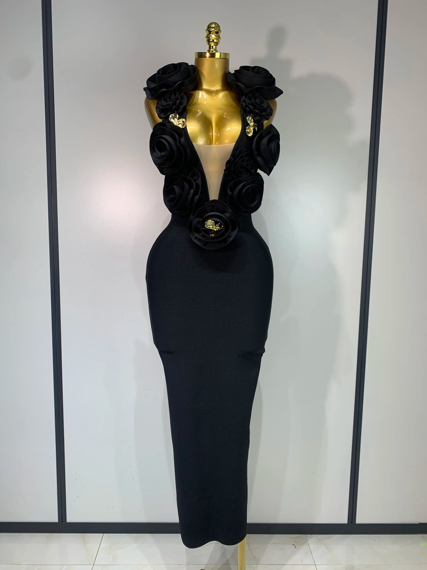 3D Flower Sleeveless Bodycon Bandage Dresses