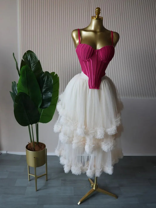 Spaghetti Strap Top and Pleated Skirt Dresses