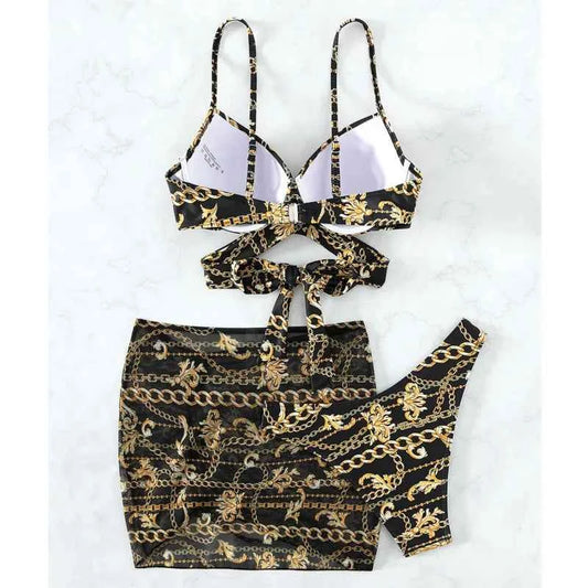 Chain Design Swimwear Push Up Female Swimsuit Bikini Sets