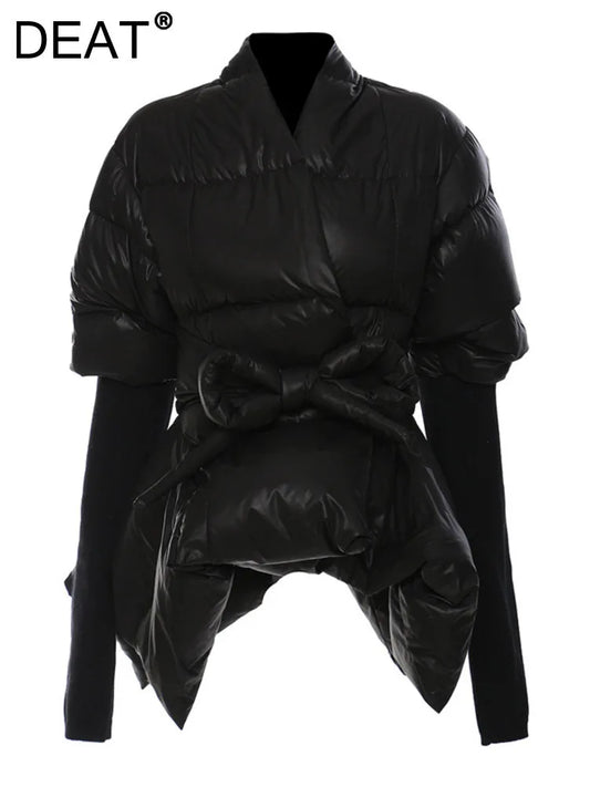 Cotton-padded Coat Lapel Loose Zipper Solid Color Coats