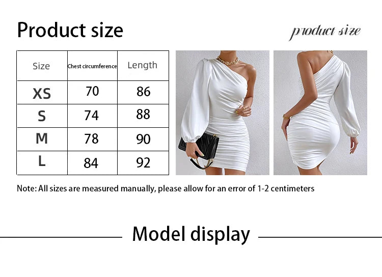 European One Shoulder Long Sleeved Pleated Dresses