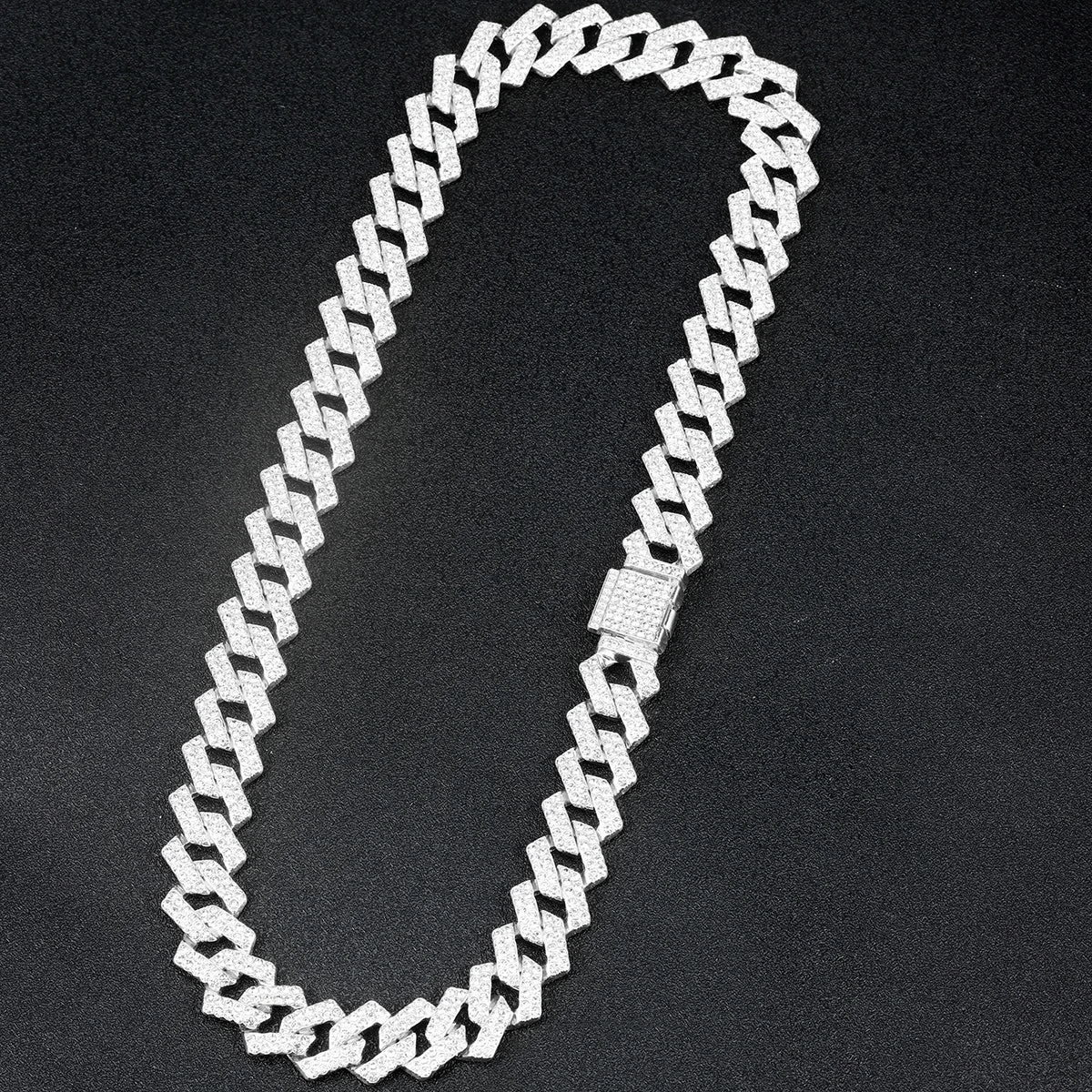 Punk Cuban Chain Stylish Sliver Cuban Chain+Bracelet 2-in-1 Set Personality Trend Street Style Jewelry Gift
