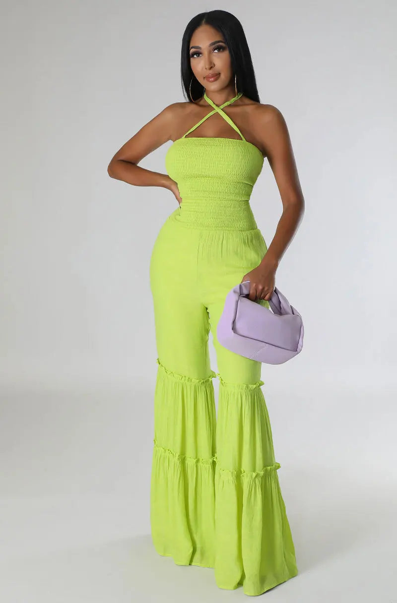 Comfortable Stretchy Mid Waistline Wideleg Jumpsuits