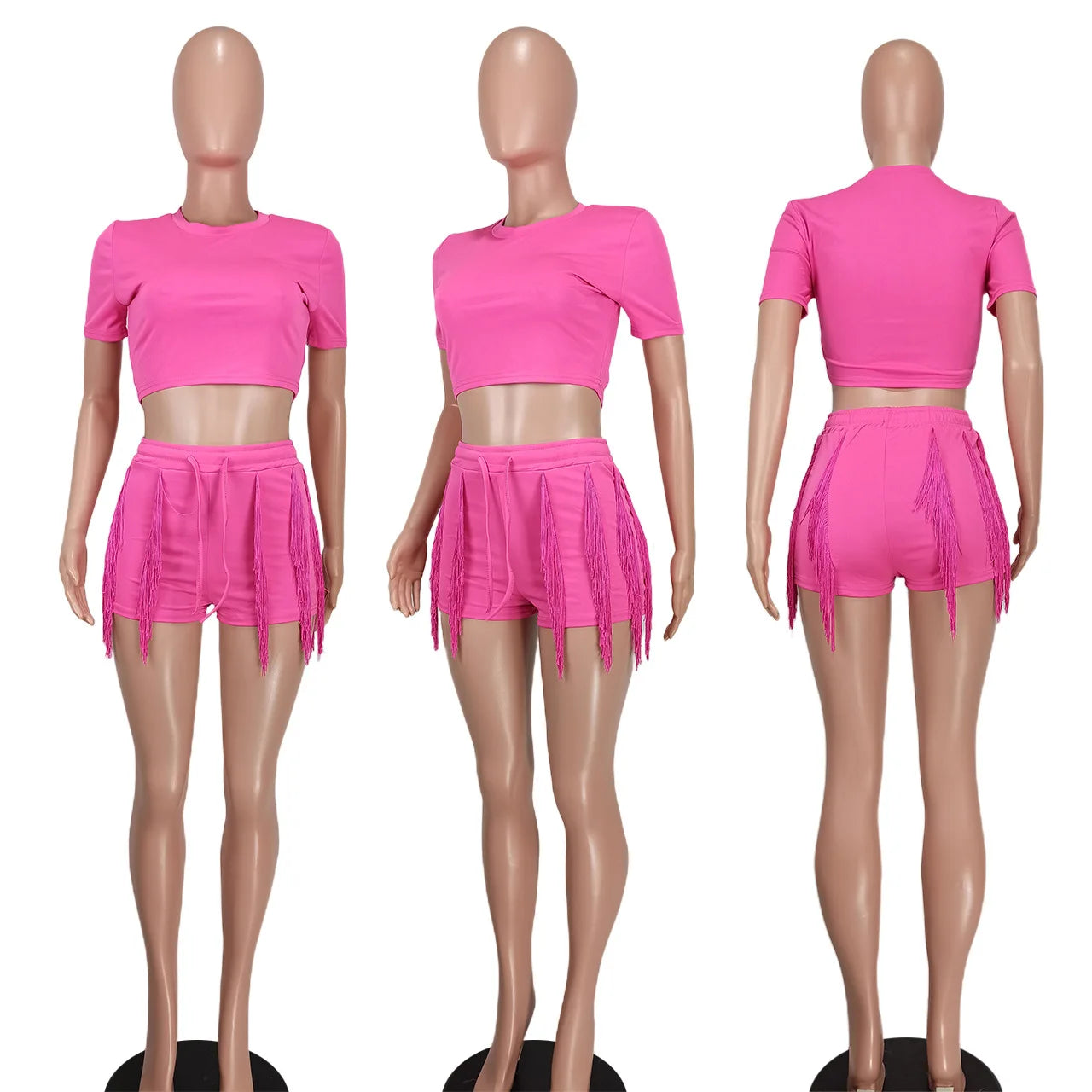 Short Sets Women Two Piece Crop Top + Shorts