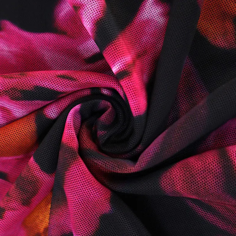 New Print Sleeveless Lady Elegant Mesh Dresses