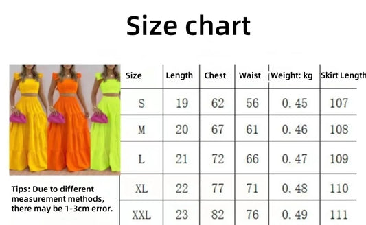 Solid Color Large Swing Skirt + Short Sleeved Square Neck Top (2pcs)