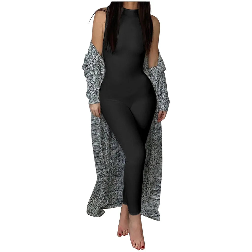 Full Seasons Casual Fitness Sporty Playsuit Sleeveless Slim Activewear All In One Jumpsuit