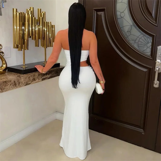 Strapless Cut Out Sheath Slim Club Wear Night Out Bodycon Maxi Dresses (Vestidos Elegantes)