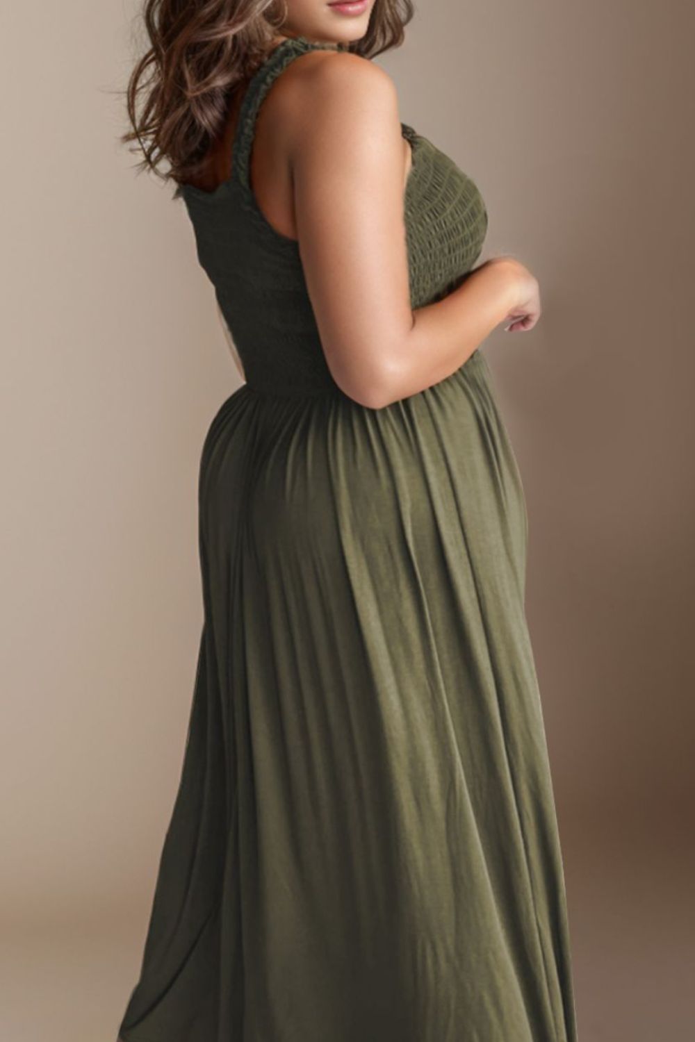 Plus Size Smocked Square Neck Maxi Dress - Fashion Finder Hub