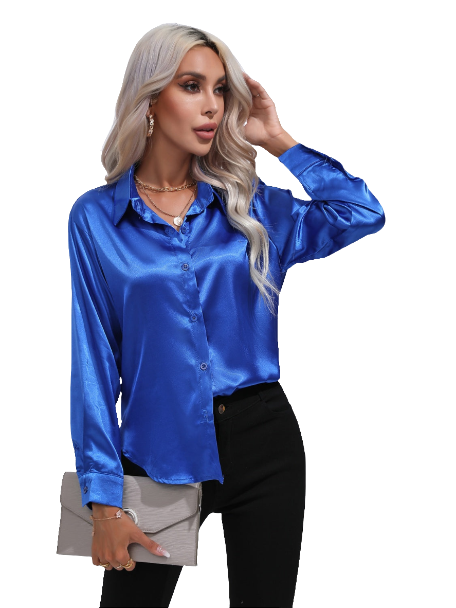 Collared Neck Buttoned Long Sleeve Shirt
