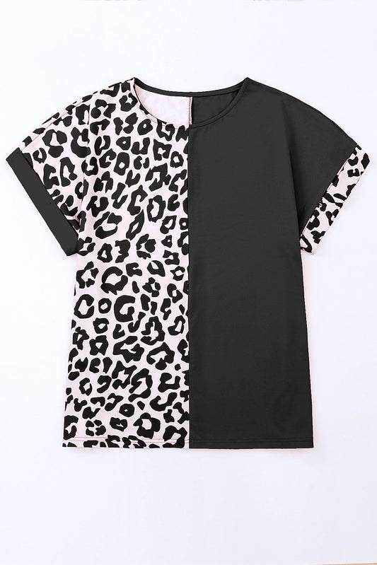 Plus Size Leopard Round Neck T-Shirt - Fashion Finder Hub