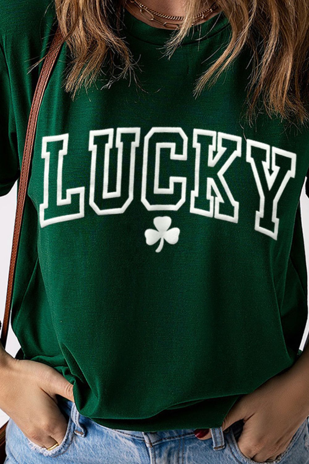 LUCKY Round Neck Short Sleeve T-Shirt - Fashion Finder Hub