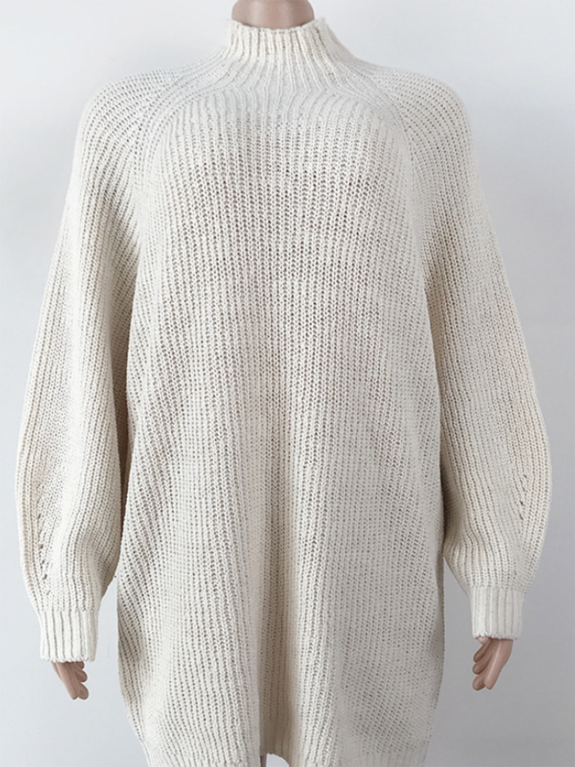 Mock Neck Dropped Shoulder Sweater Dress - Fashion Finder Hub