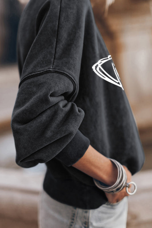 Round Neck Long Sleeve FOOTBALL Graphic Sweatshirt - Fashion Finder Hub