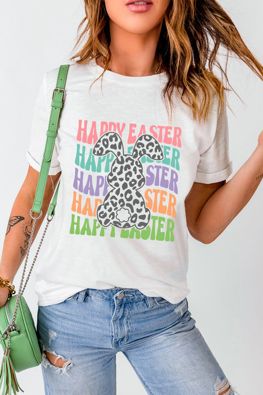 HAPPY EASTER Round Neck Short Sleeve T-Shirt - Fashion Finder Hub
