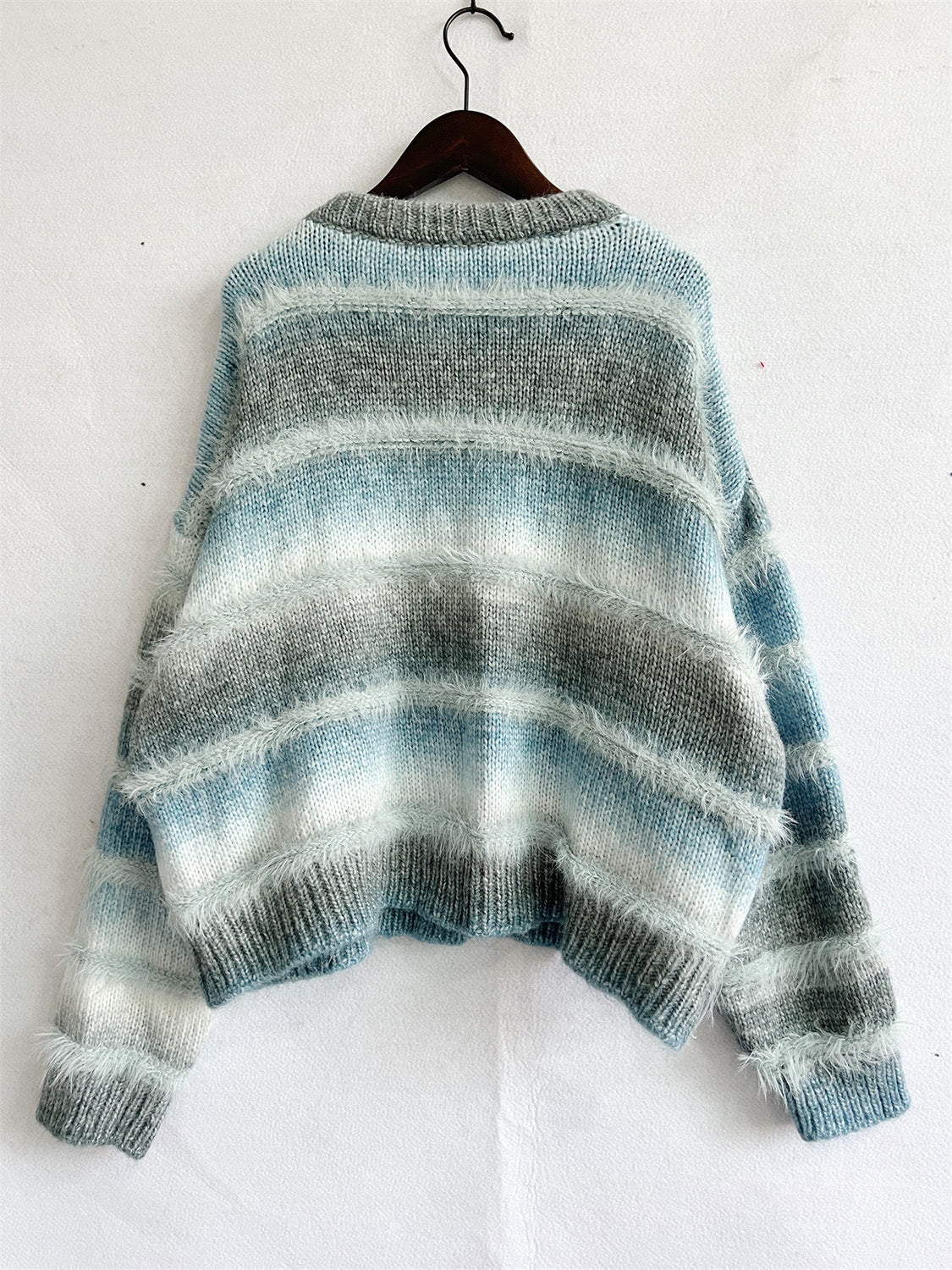 Striped Round Neck Long Sleeve Sweater - Fashion Finder Hub