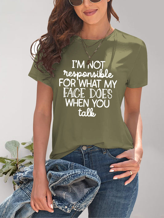 Letter Graphic Round Neck Short Sleeve T-Shirt - Fashion Finder Hub