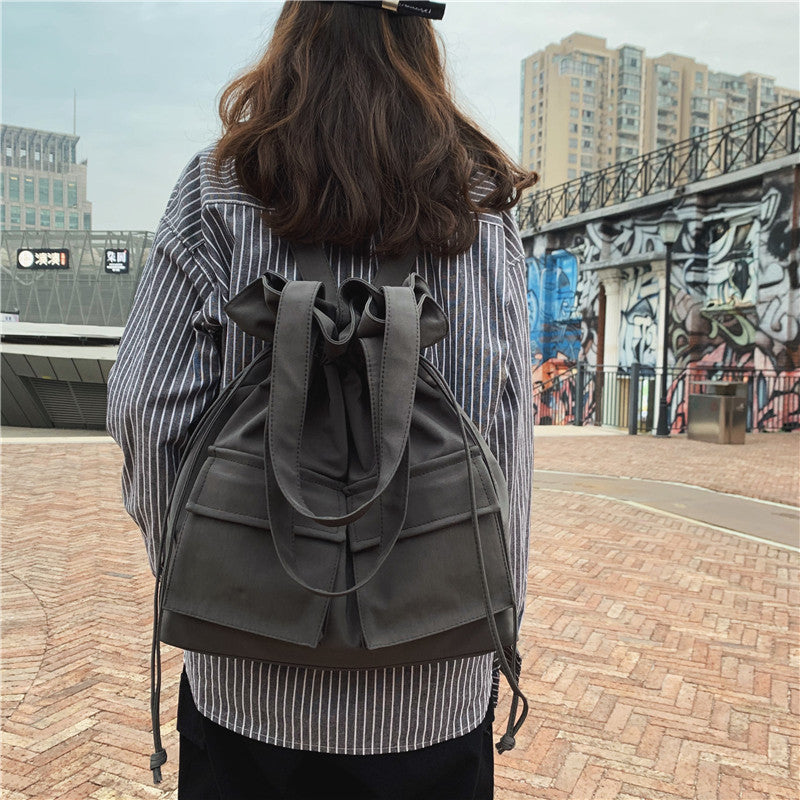 Fashion Work Clothes Drawstring Canvas Raw Shoulder Bag