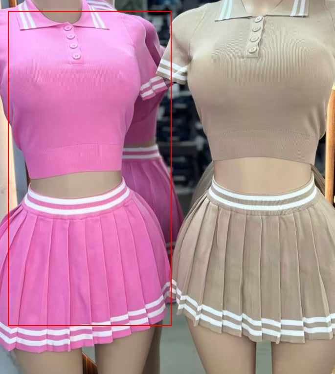 Casual Set Trendy Tops Pleated Skirt Two-piece Set