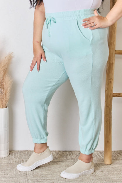 RISEN Full Size Drawstring Ultra Soft Knit Jogger - Fashion Finder Hub