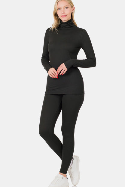 Full Size Turtleneck Top + Leggings Lounge Set