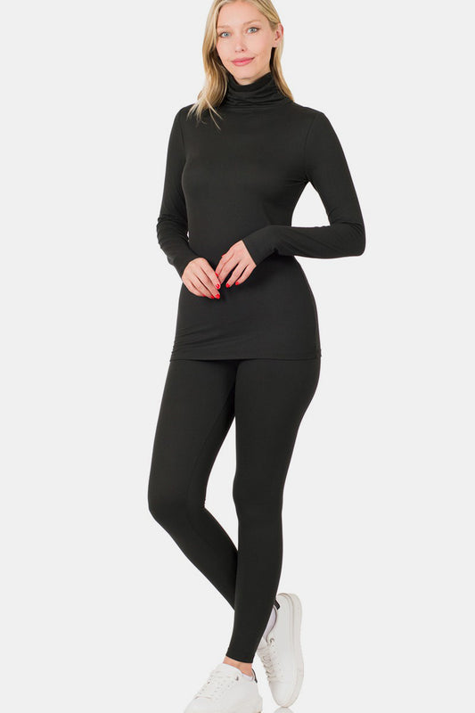 Full Size Turtleneck Top + Leggings Lounge Set