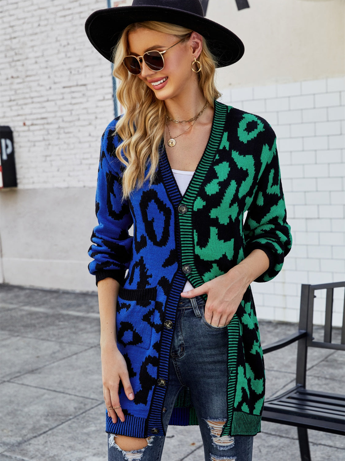 Angel Wings Leopard Button Down Longline Cardigan