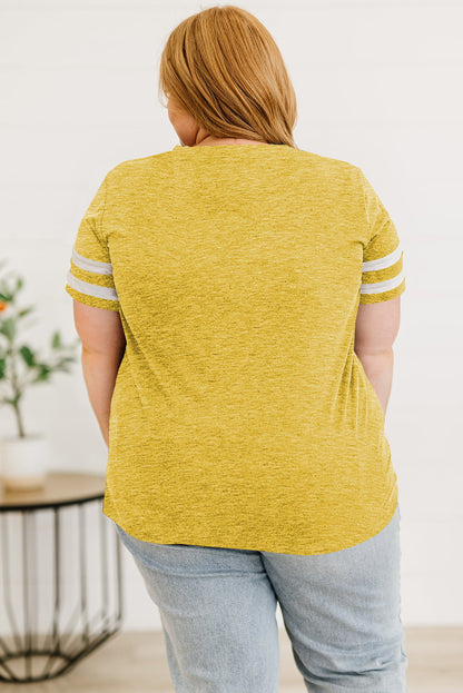 Plus Size Striped V-Neck Tee Shirt - Fashion Finder Hub