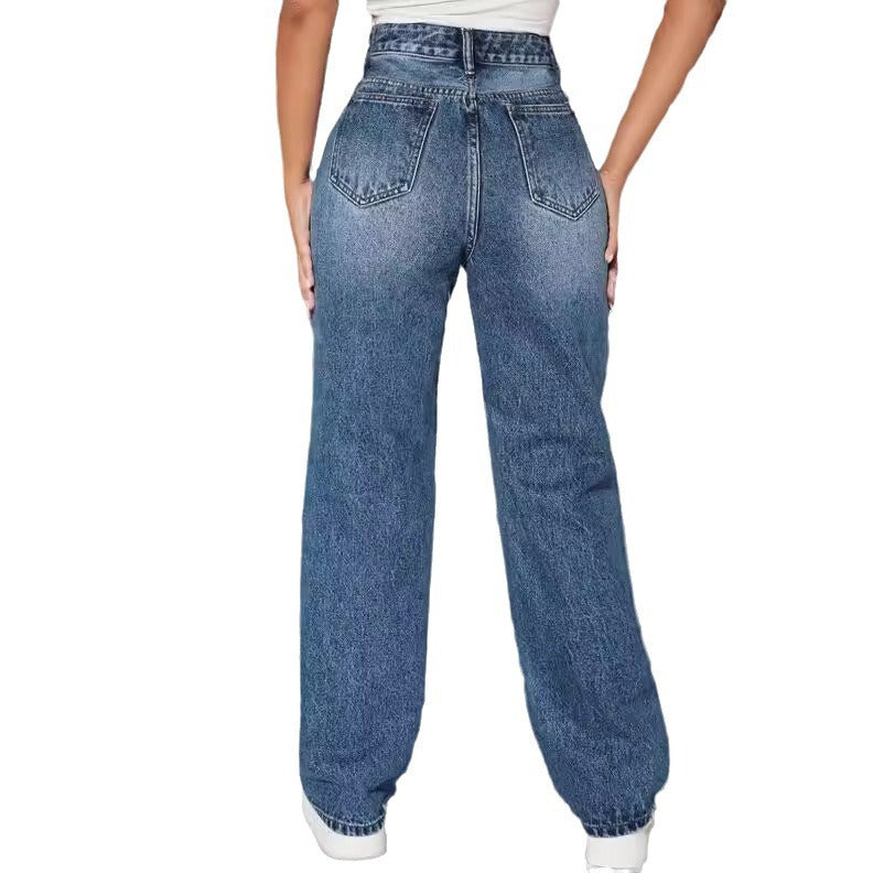 Cathy European And American Ripped Jeans (Straight)