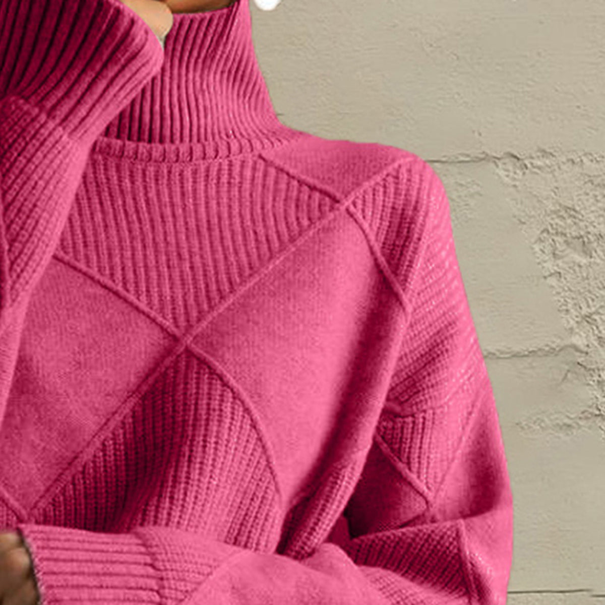 Geometric Turtleneck Long Sleeve Sweater - Fashion Finder Hub