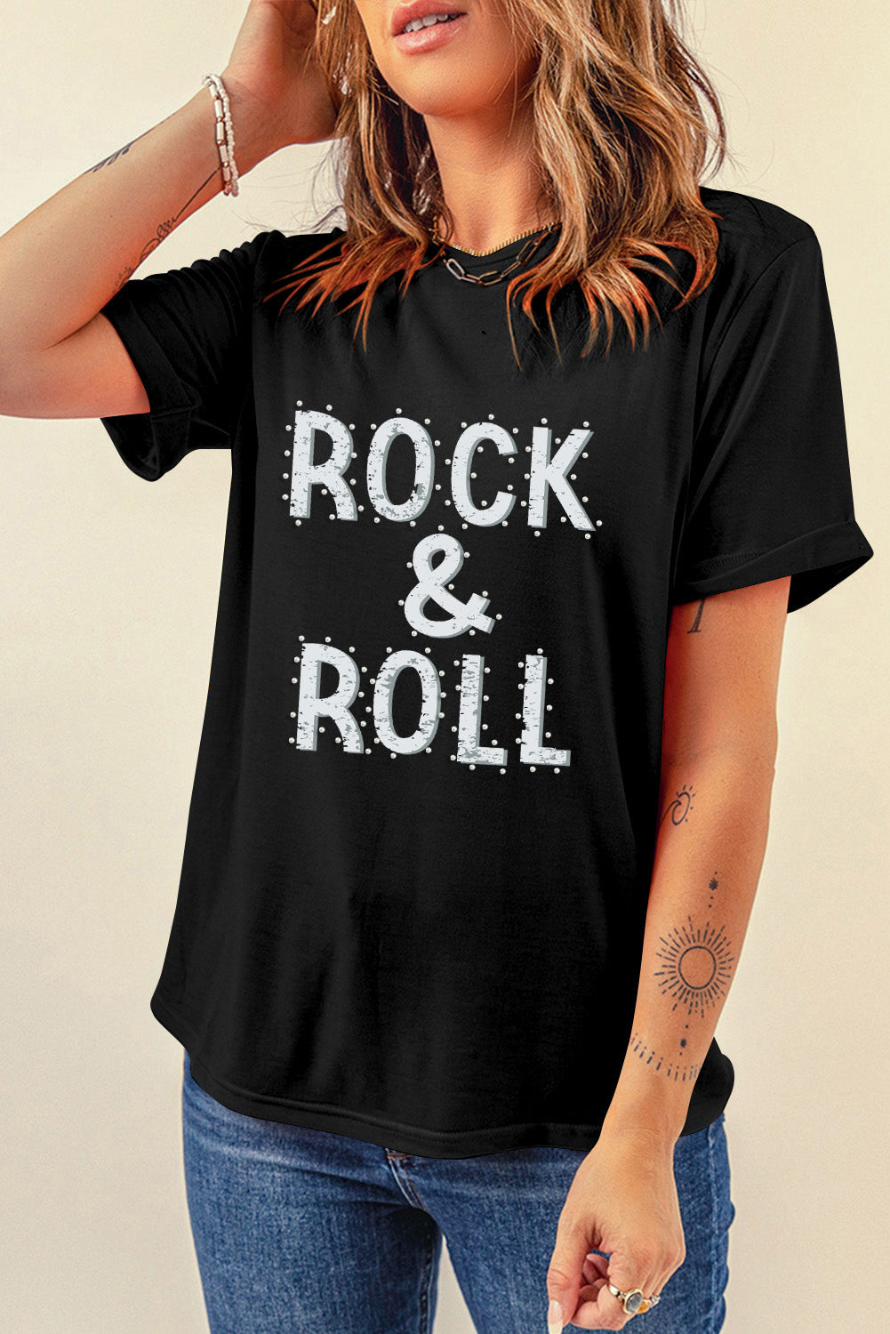 Letter Graphic Round Neck Short Sleeve T-Shirt - Fashion Finder Hub
