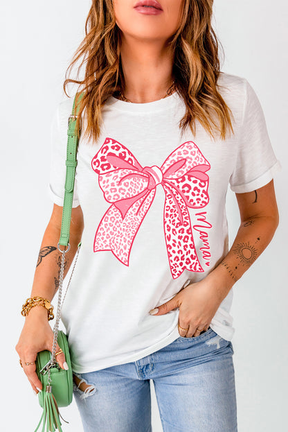 Bow Graphic Round Neck Short Sleeve T-Shirt - Fashion Finder Hub