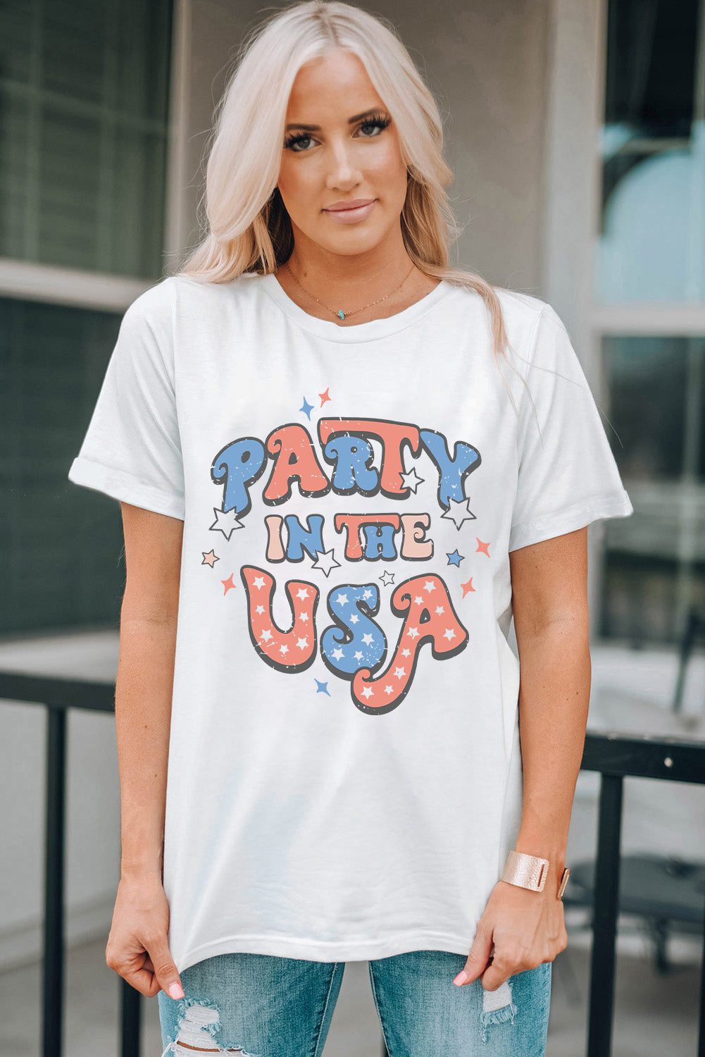 Letter Graphic Round Neck Short Sleeve T-Shirt - Fashion Finder Hub