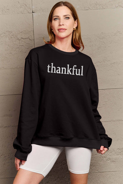 Simply Love Full Size THANKFUL Graphic Sweatshirt - Fashion Finder Hub