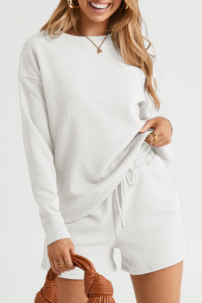 Round Neck Dropped Shoulder Top and Shorts Set - Fashion Finder Hub
