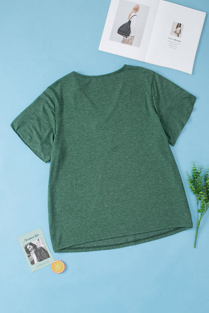 Plus Size V-Neck Petal Sleeve Blouse - Fashion Finder Hub