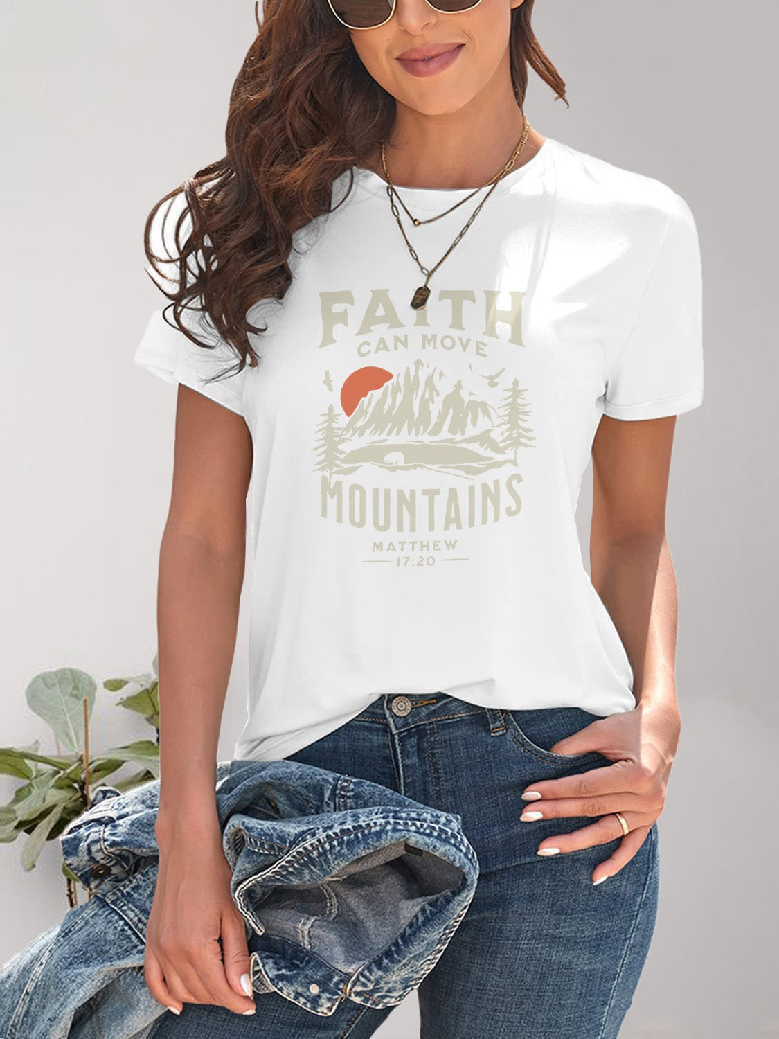 Graphic Round Neck Short Sleeve T-Shirt - Fashion Finder Hub