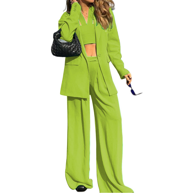 Long Sleeve Suit Coat Casual Trousers Set Three-piece Set