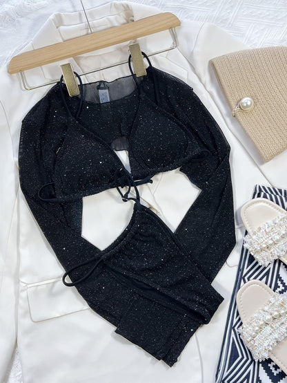 Glitter Three-Piece Swim Set - Fashion Finder Hub